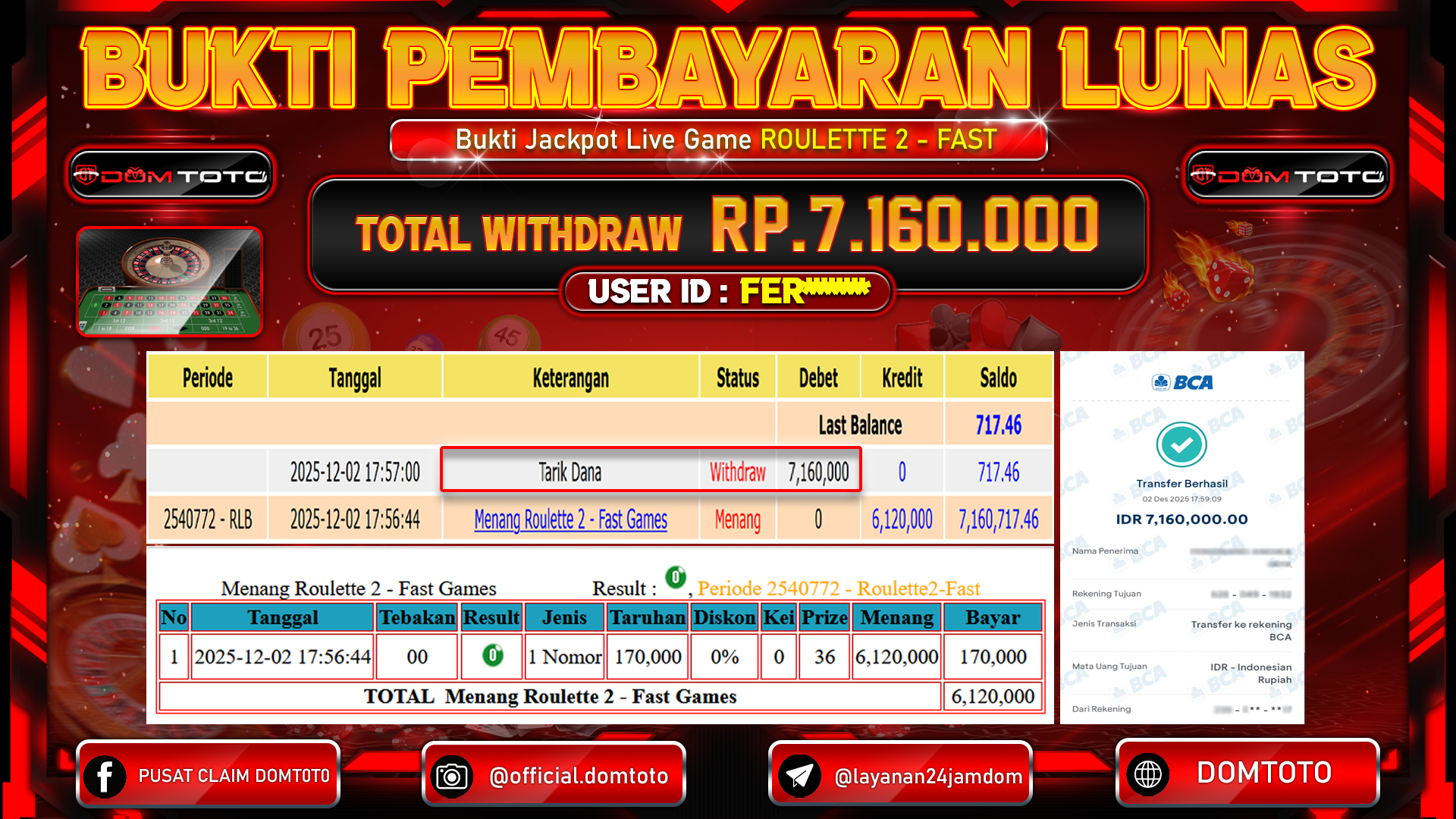 JACKPOT  LIVE GAME Roulette 2 - Fast Games 02 DECEMBER 2025